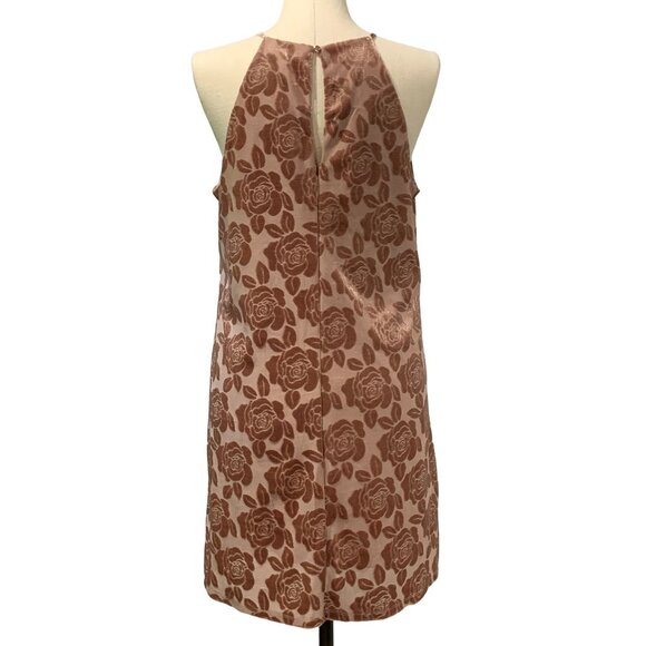 Candies True Mauve Pleated Halter Swing Dress Floral Print Keyhole Lined Size XL - Picture 2 of 16